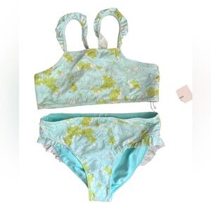 Vineyard Vines Girls Ruffle High Neck Bikini - Sidney Floral Marsh girls L (14)